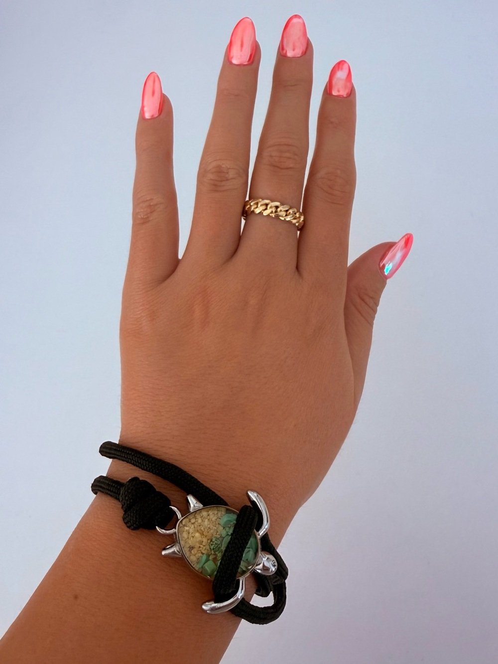 Sea Turtle Wrap Bracelet - Black Rope